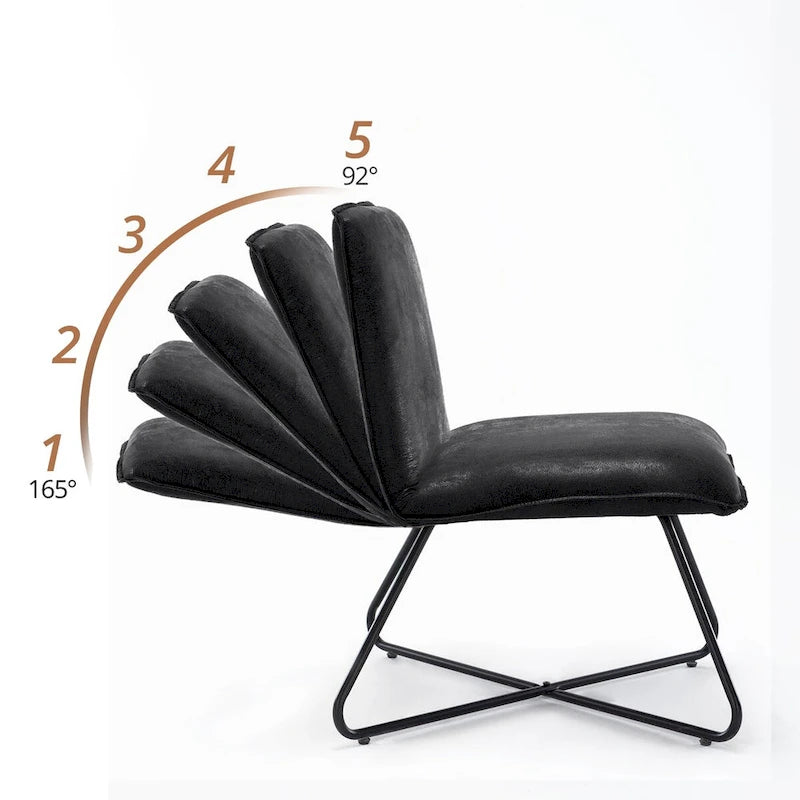 Fauteuil d'appoint du milieu du siècle en similicuir avec dossier réglable