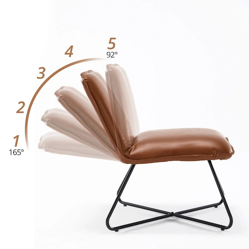 Fauteuil d'appoint du milieu du siècle en similicuir avec dossier réglable