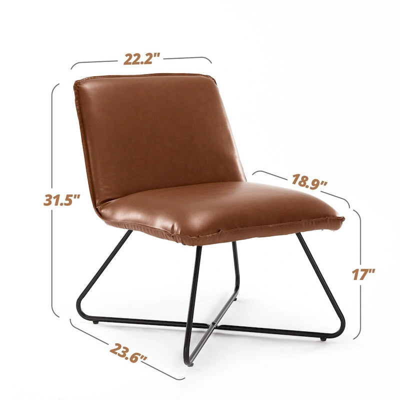 Fauteuil d'appoint du milieu du siècle en similicuir avec dossier réglable