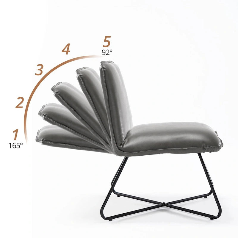 Fauteuil d'appoint du milieu du siècle en similicuir avec dossier réglable