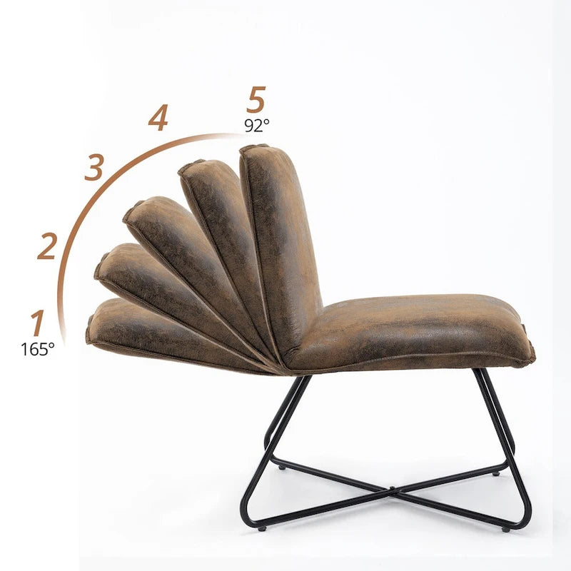 Fauteuil d'appoint du milieu du siècle en similicuir avec dossier réglable