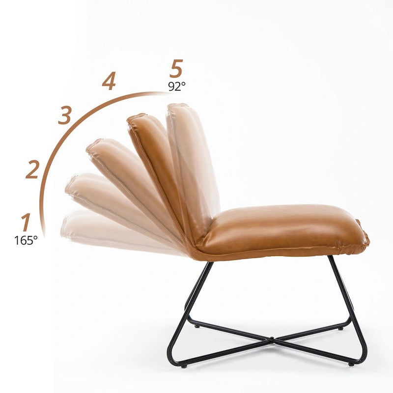 Fauteuil d'appoint du milieu du siècle en similicuir avec dossier réglable