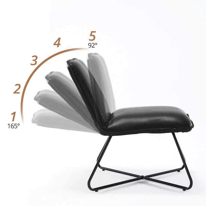 Fauteuil d'appoint du milieu du siècle en similicuir avec dossier réglable