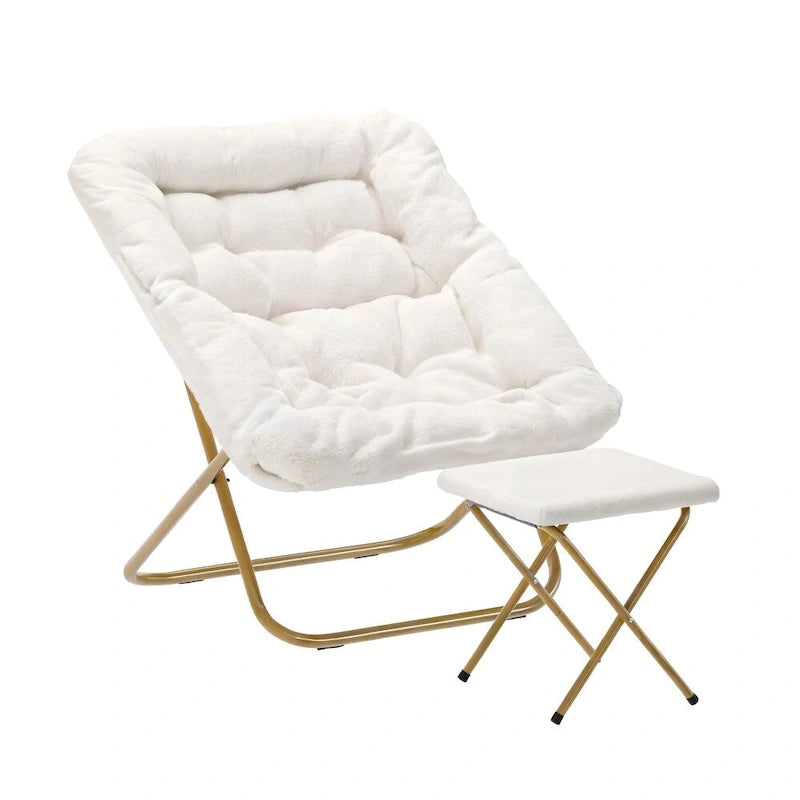 Fauteuil soucoupe pliant rembourré surdimensionné avec ottoman