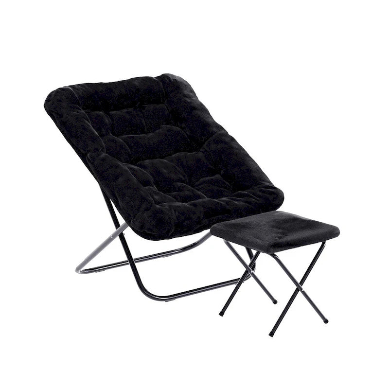 Fauteuil soucoupe pliant rembourré surdimensionné avec ottoman