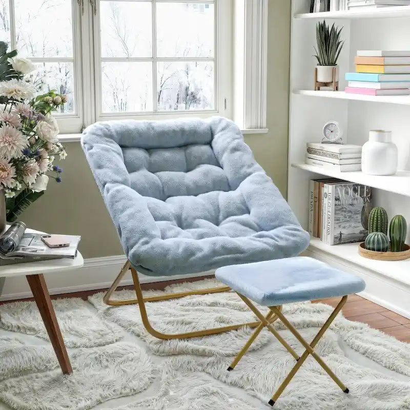 Fauteuil soucoupe pliant rembourré surdimensionné avec ottoman