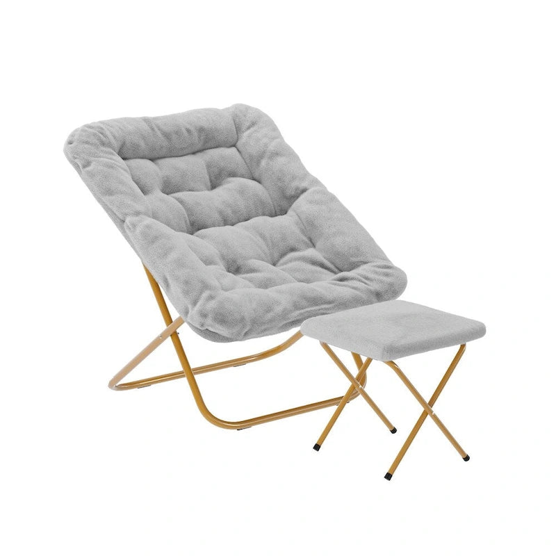 Fauteuil soucoupe pliant rembourré surdimensionné avec ottoman