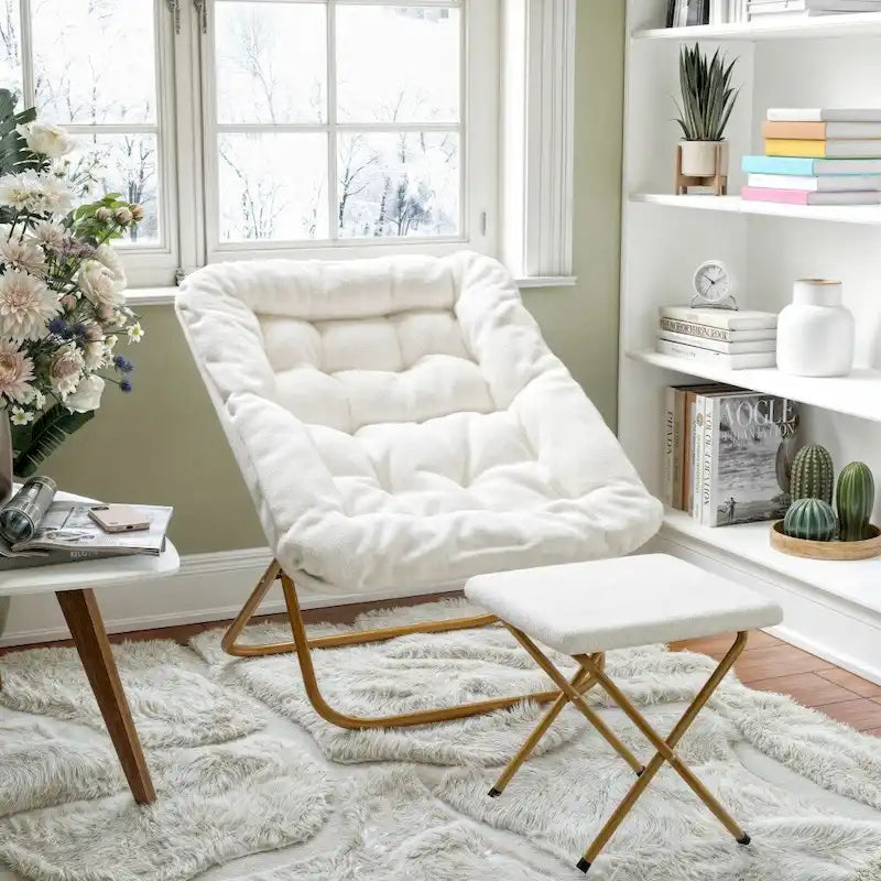 Fauteuil soucoupe pliant rembourré surdimensionné avec ottoman
