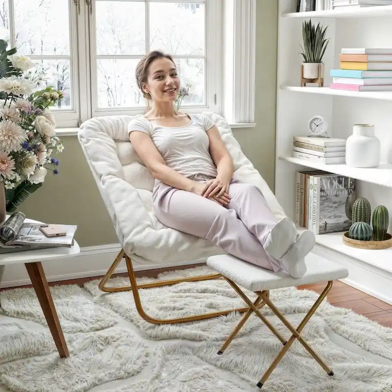 Fauteuil soucoupe pliant rembourré surdimensionné avec ottoman