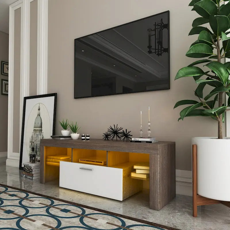 Meuble TV pour téléviseurs jusqu'à avec lumières LED à couleurs changeantes