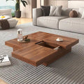Table basse carrée en marbre, plateau coulissant avec rangement