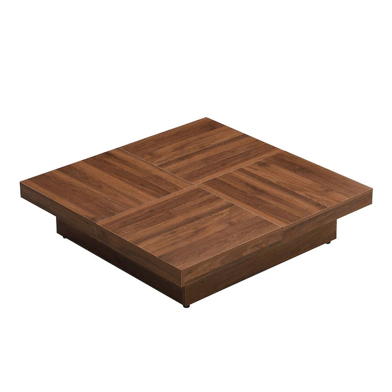 Table basse carrée en marbre, plateau coulissant avec rangement