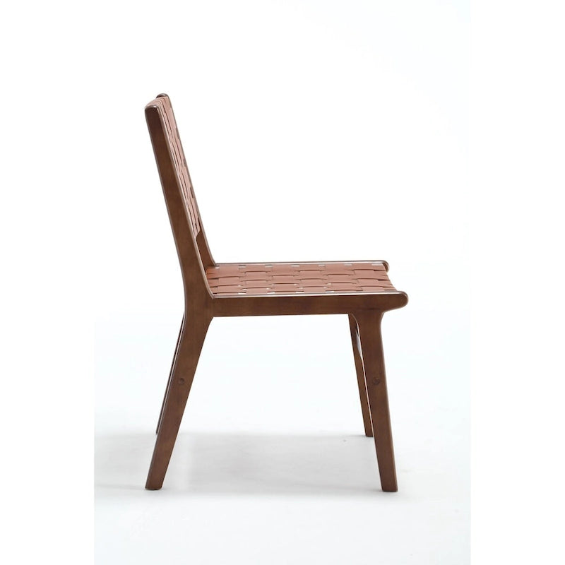 Chaise de salle à manger tressée en cuir sellier