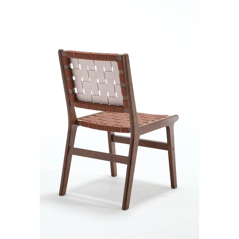 Chaise de salle à manger tressée en cuir sellier