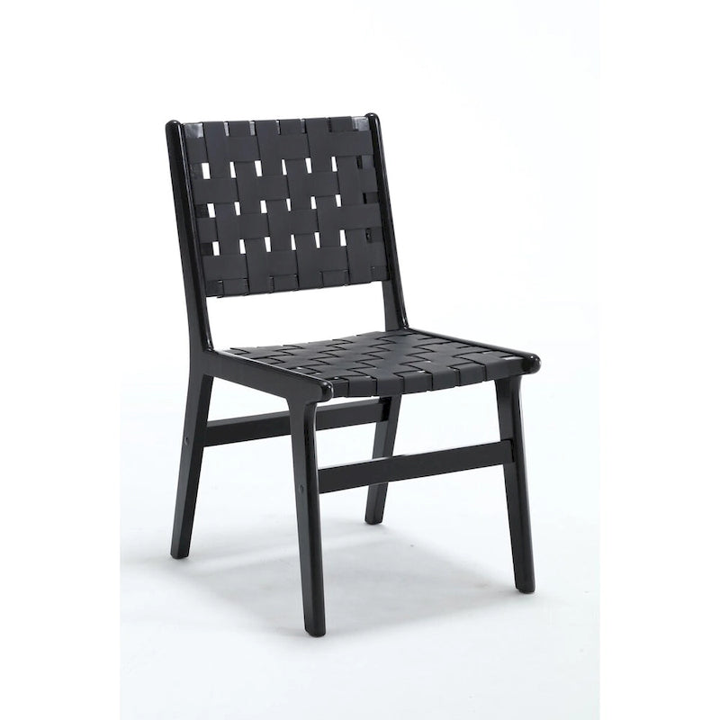 Chaise de salle à manger tressée en cuir sellier