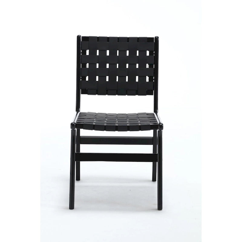Chaise de salle à manger tressée en cuir sellier