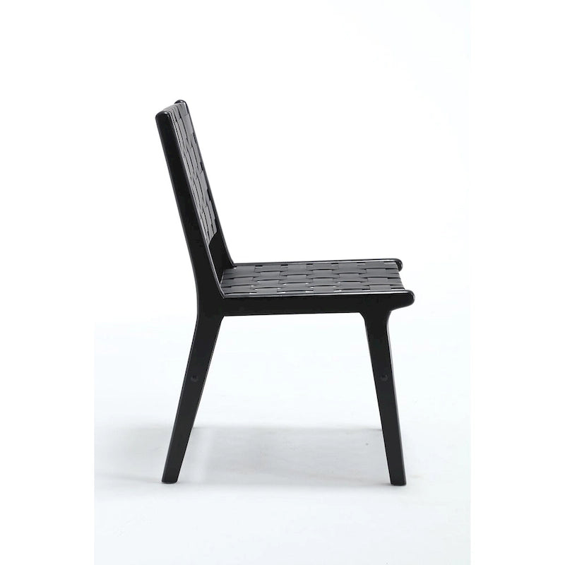Chaise de salle à manger tressée en cuir sellier