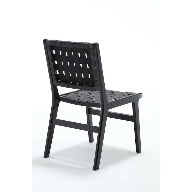 Chaise de salle à manger tressée en cuir sellier