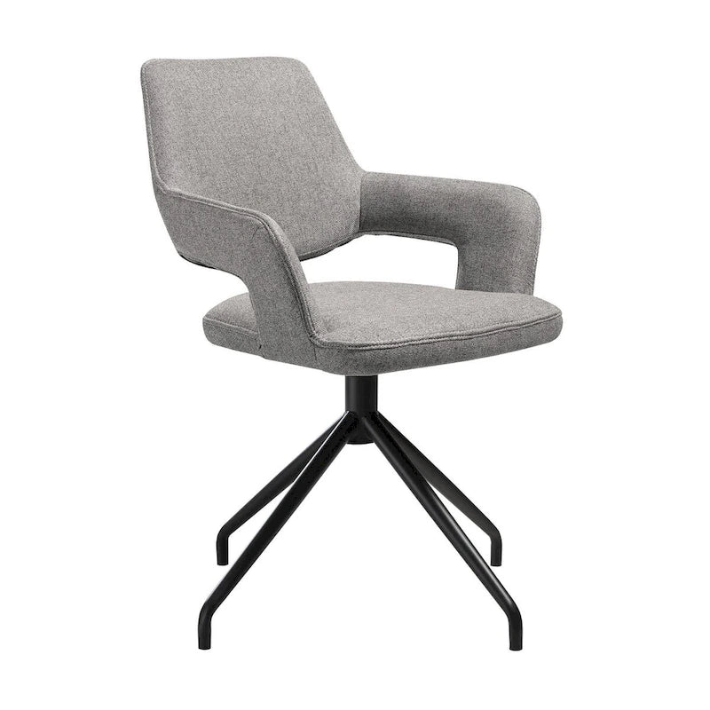 Chaise de salle à manger pivotante, dossier incurvé, rembourrée, gris, noir