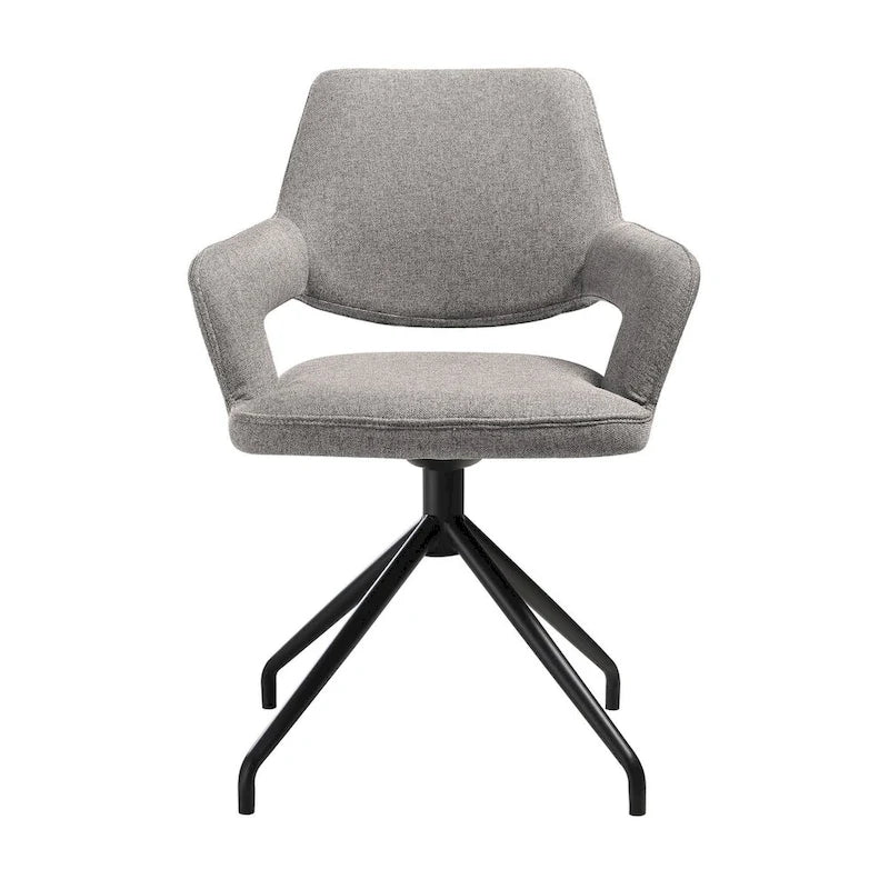 Chaise de salle à manger pivotante, dossier incurvé, rembourrée, gris, noir