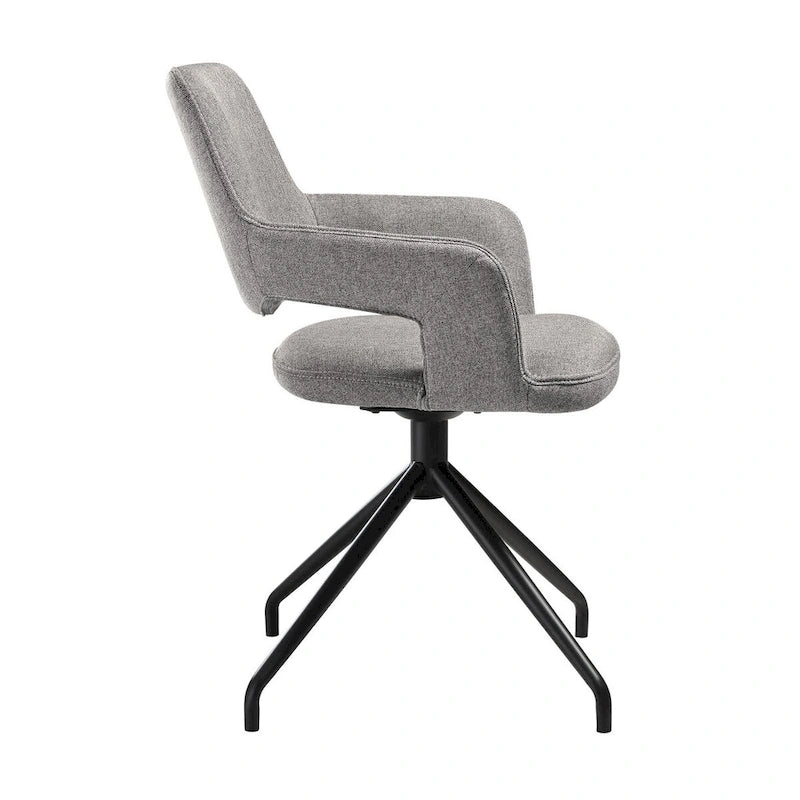Chaise de salle à manger pivotante, dossier incurvé, rembourrée, gris, noir