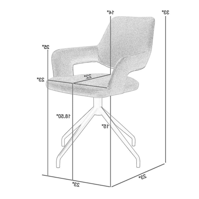 Chaise de salle à manger pivotante, dossier incurvé, rembourrée, gris, noir