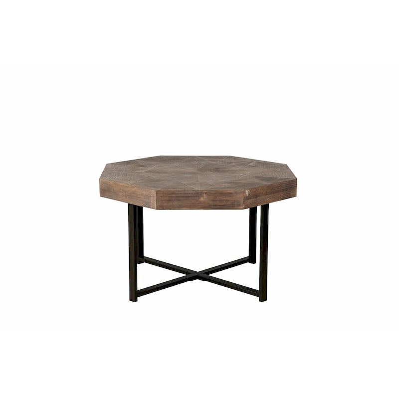 Table basse octogonale en bois, style patchwork, vintage