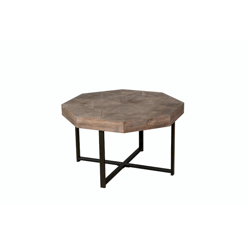 Table basse octogonale en bois, style patchwork, vintage