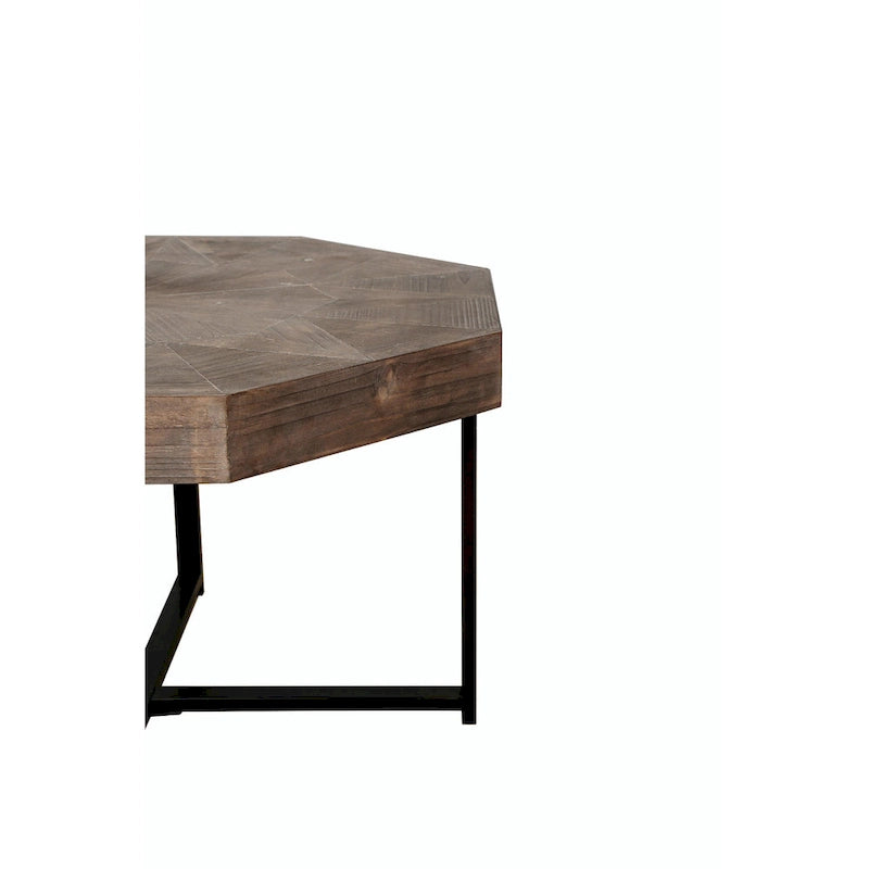 Table basse octogonale en bois, style patchwork, vintage