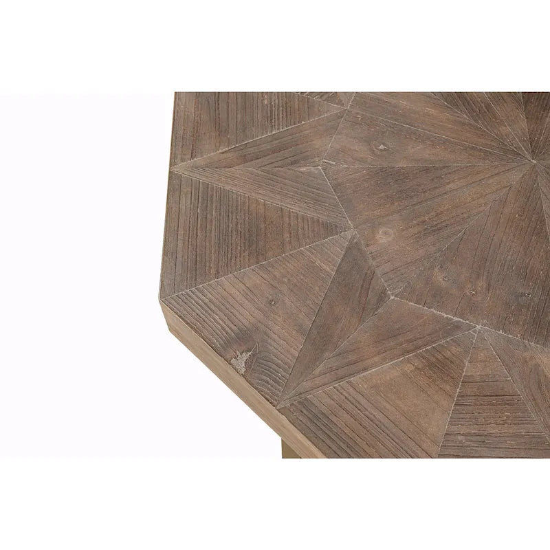 Table basse octogonale en bois, style patchwork, vintage