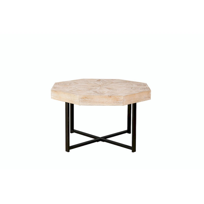 Table basse octogonale en bois, style patchwork, vintage