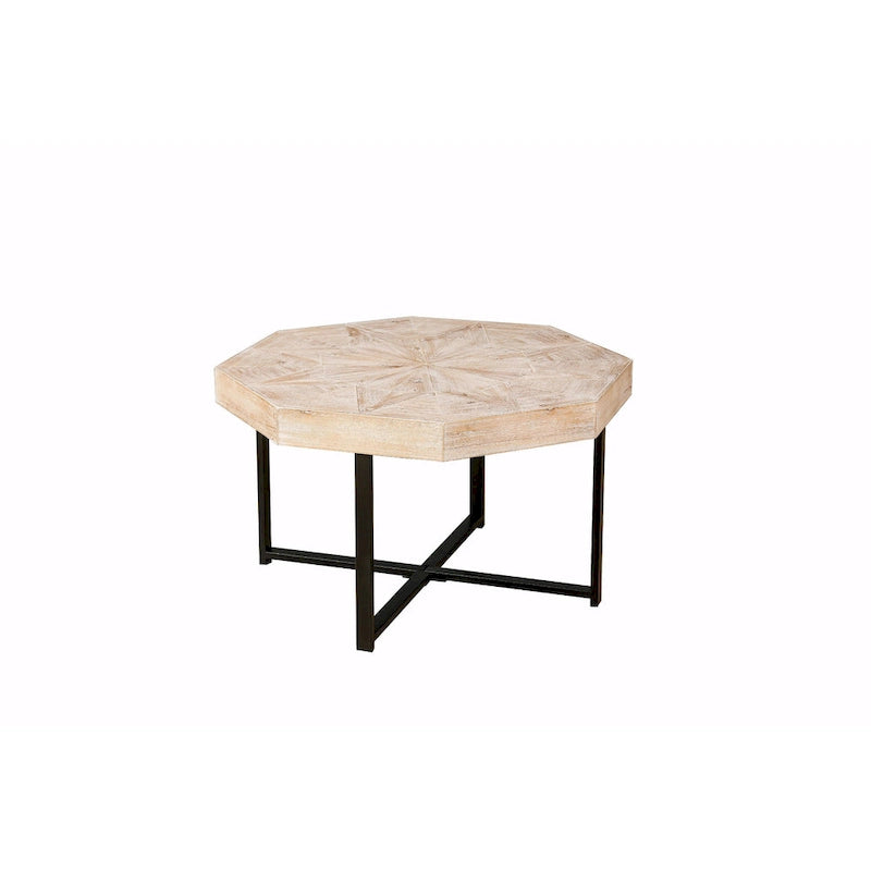 Table basse octogonale en bois, style patchwork, vintage