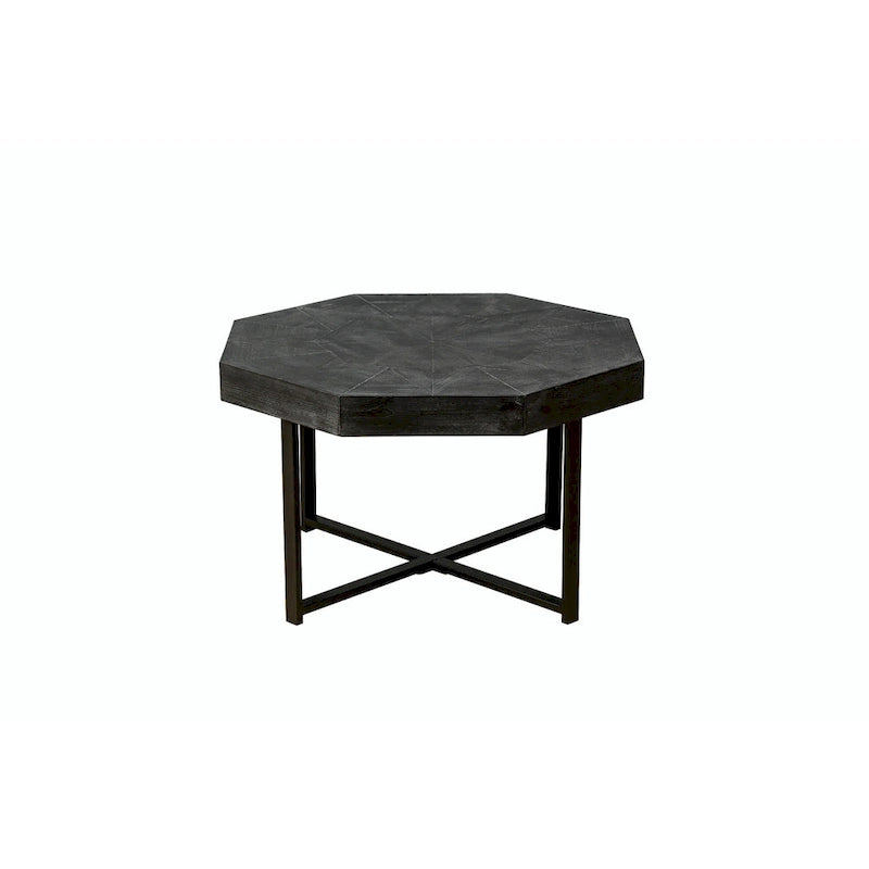 Table basse octogonale en bois, style patchwork, vintage