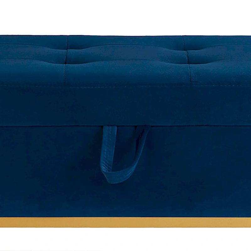 Banc de rangement moderne en velours avec siège à rabat