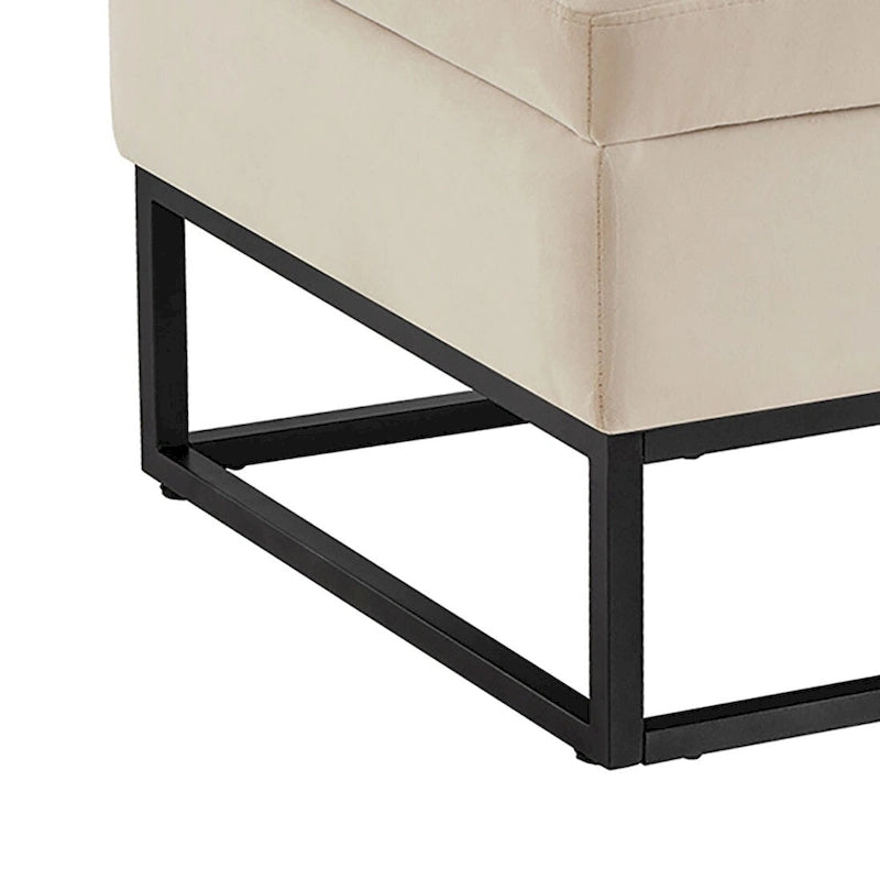 Banc de rangement moderne en velours avec siège à rabat