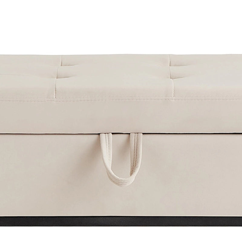 Banc de rangement moderne en velours avec siège à rabat