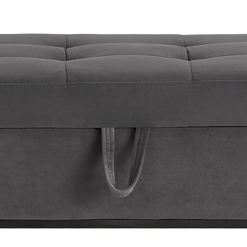 Banc de rangement moderne en velours avec siège à rabat