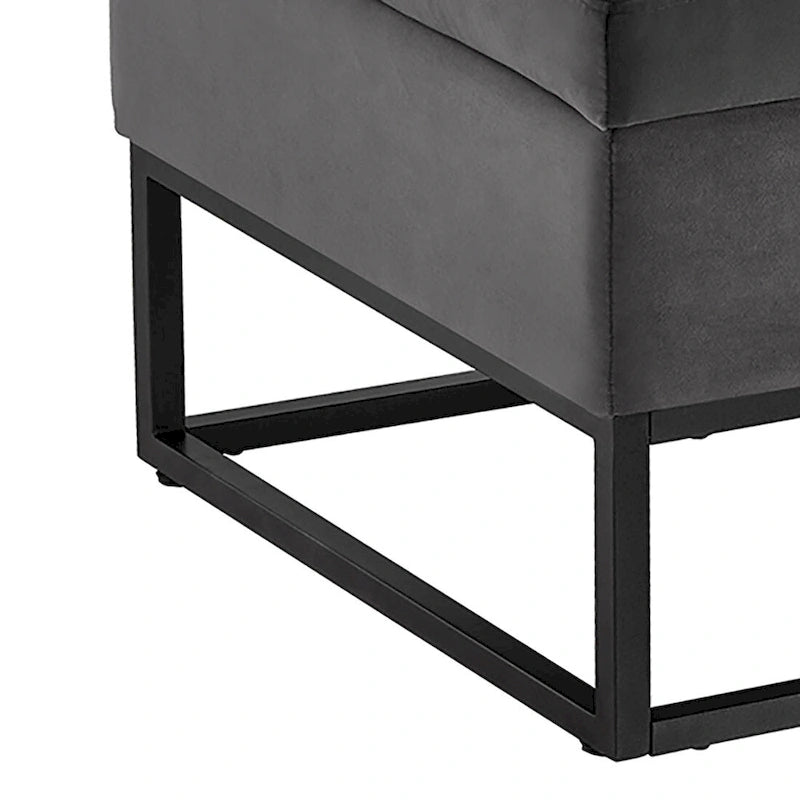 Banc de rangement moderne en velours avec siège à rabat