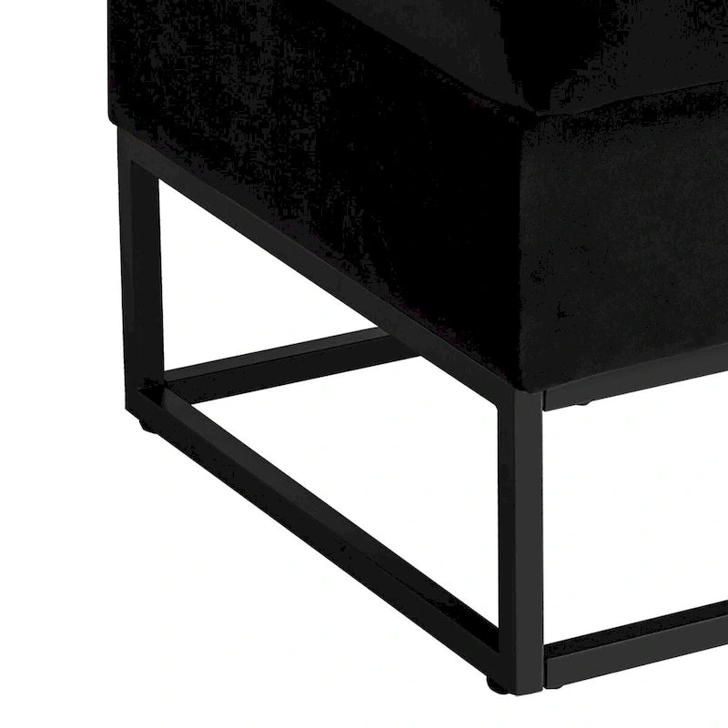 Banc de rangement moderne en velours avec siège à rabat
