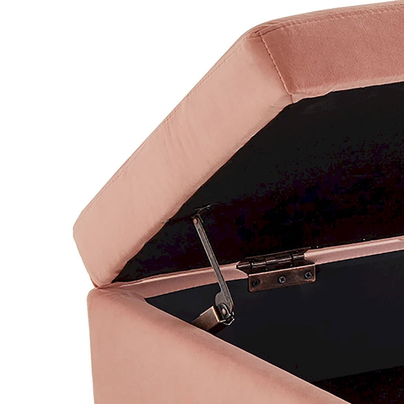 Banc de rangement moderne en velours avec siège à rabat