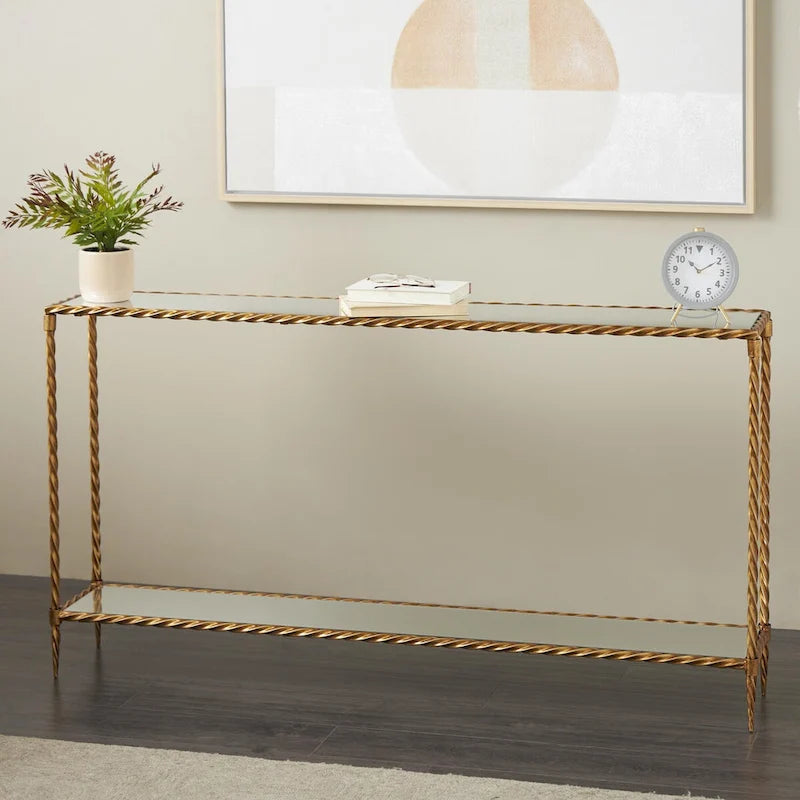 Console 1 étagère inspirée d'une corde métallique torsadée