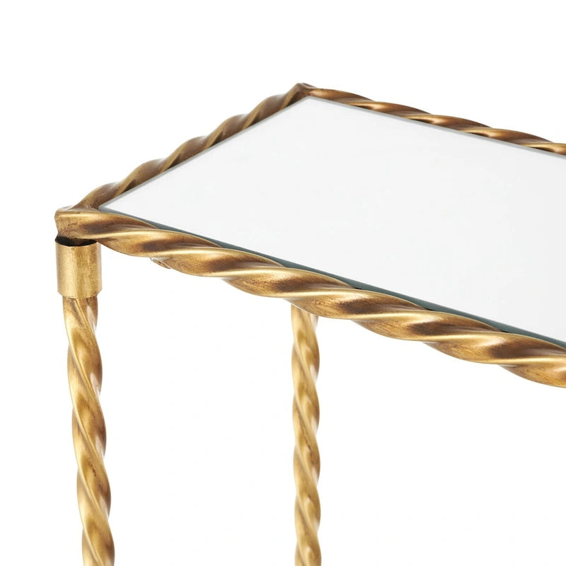 Console 1 étagère inspirée d'une corde métallique torsadée