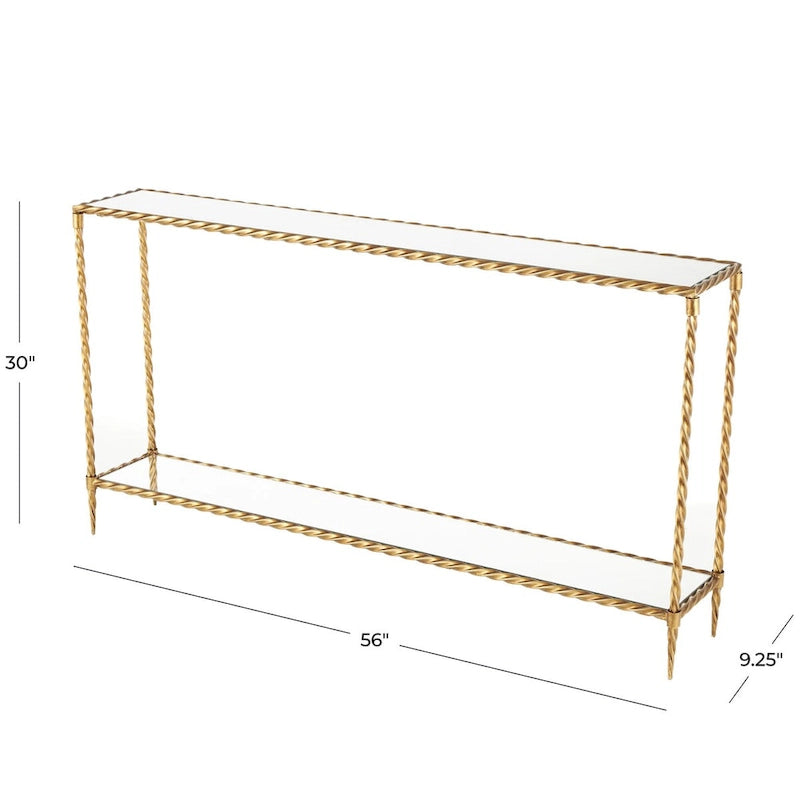 Console 1 étagère inspirée d'une corde métallique torsadée